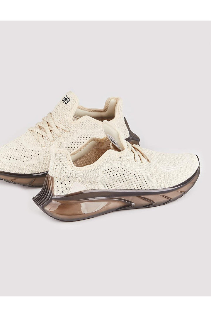 Cabani Shoes Chaussures de sport pour homme en tricot beige avec lacets et semelle prête. - Beige