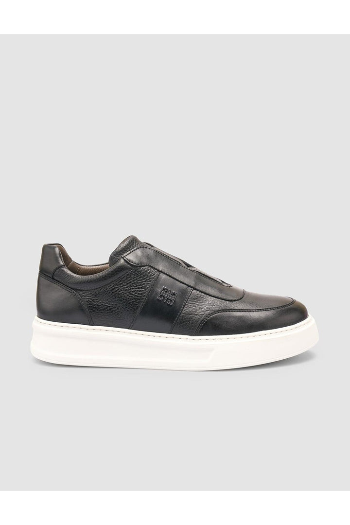 Cabani Shoes %100 Cuir véritable Chaussures de sport pour hommes noires - Noir