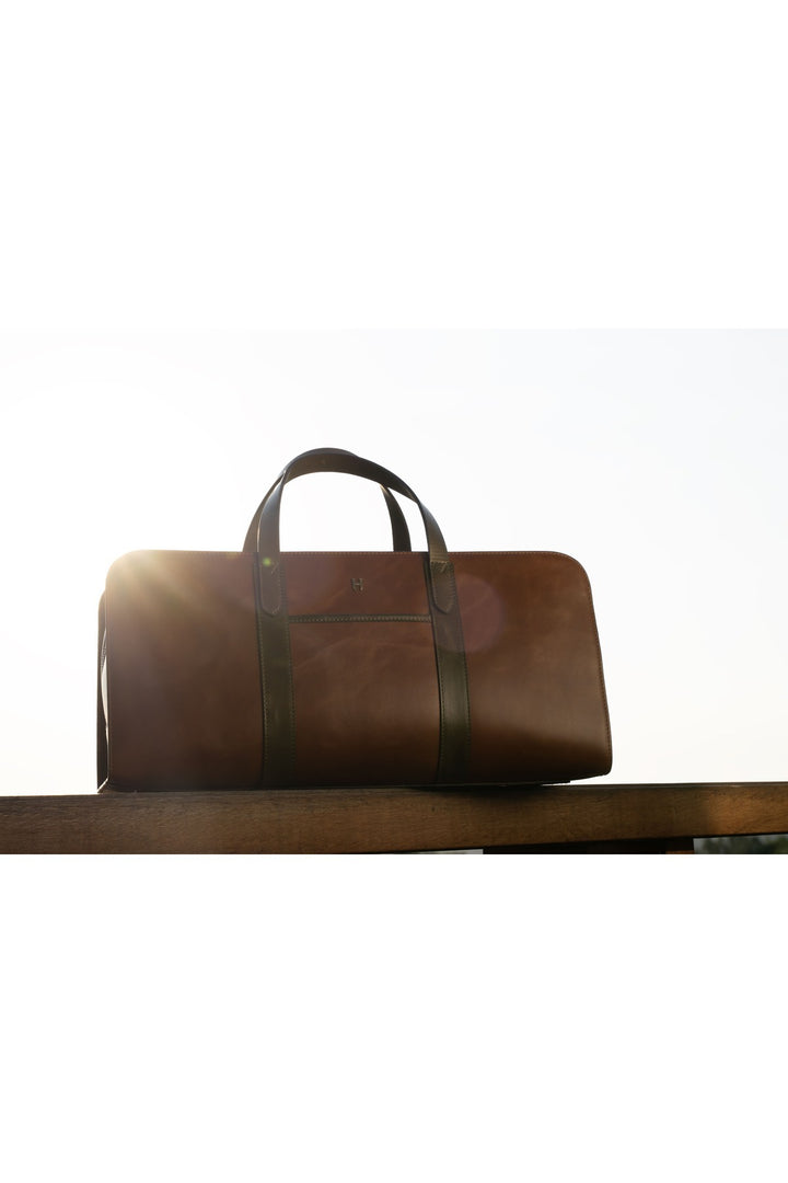 helmbrook Sac de voyage unisexe en cuir véritable Leonard avec sangle