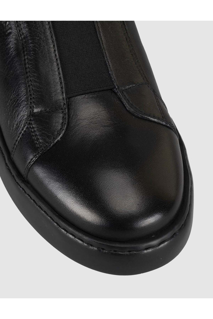Cabani Shoes Baskets décontractées pour hommes en cuir véritable noir - Multicolore