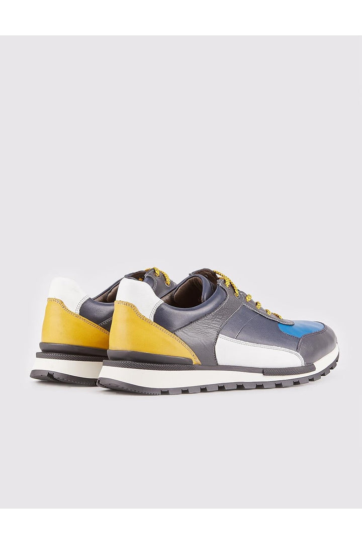 Cabani Shoes Chaussures de sport pour hommes en cuir véritable gris à lacets. - Gris