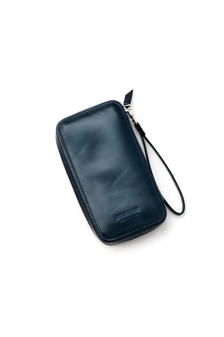 helmbrook Sac à main en cuir véritable Bracelet Poche avant RFID Blindé Carlye Bleu Marine
