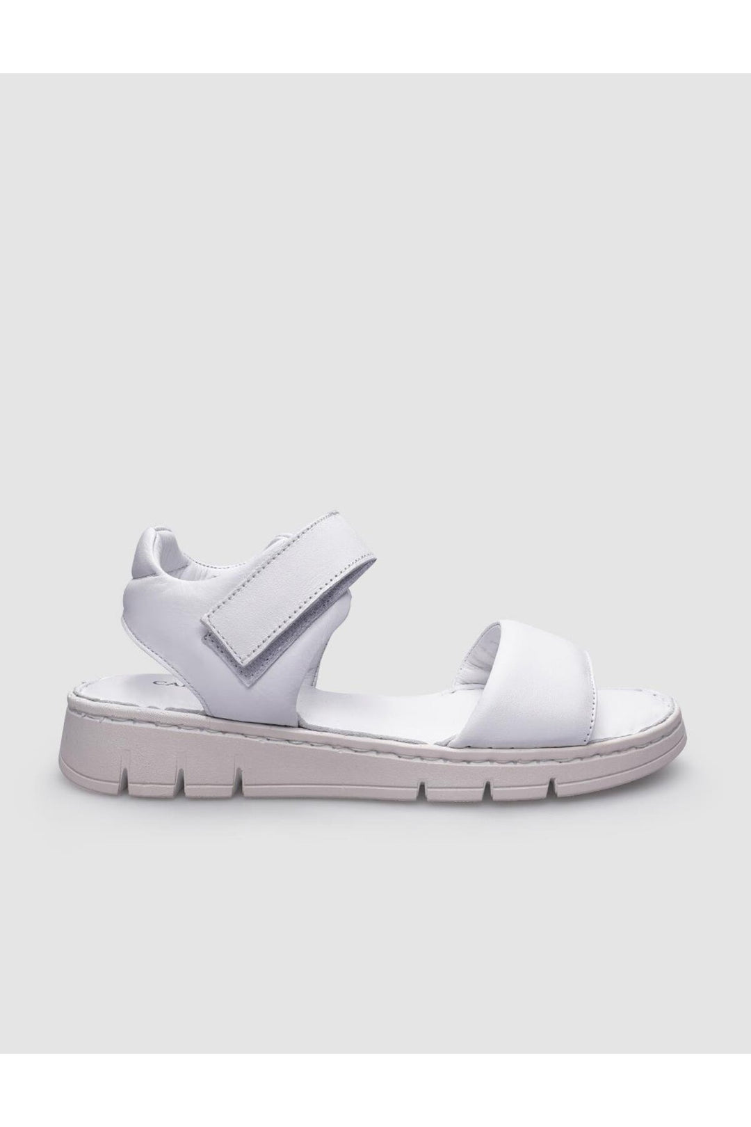 Cabani Shoes Sandales pour femmes à fermeture velcro en cuir véritable 100% blanc - Blanc