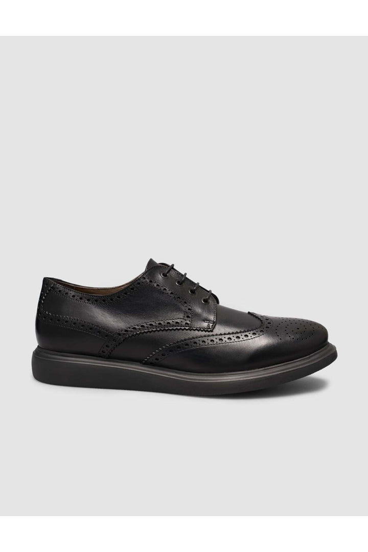 Cabani Shoes Chaussures de ville pour hommes en cuir véritable texturé noires à lacets Eva - Multicolore