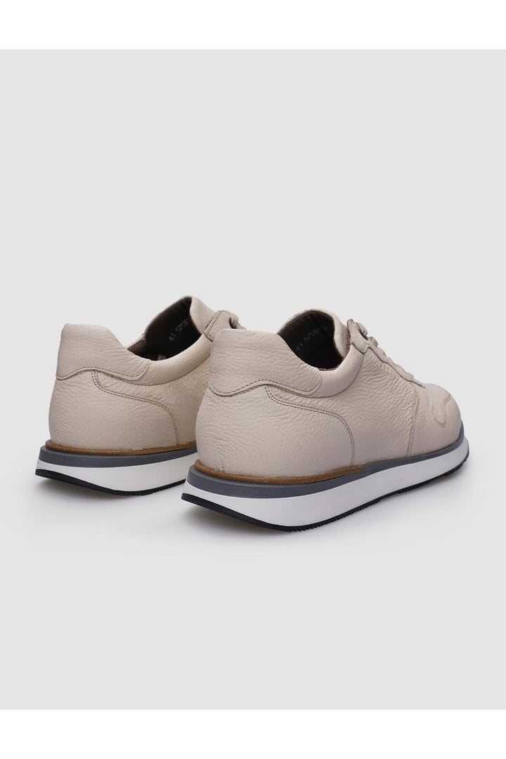 Cabani Shoes %100 Cuir véritable Chaussures de sport pour hommes beige à lacets - Beige