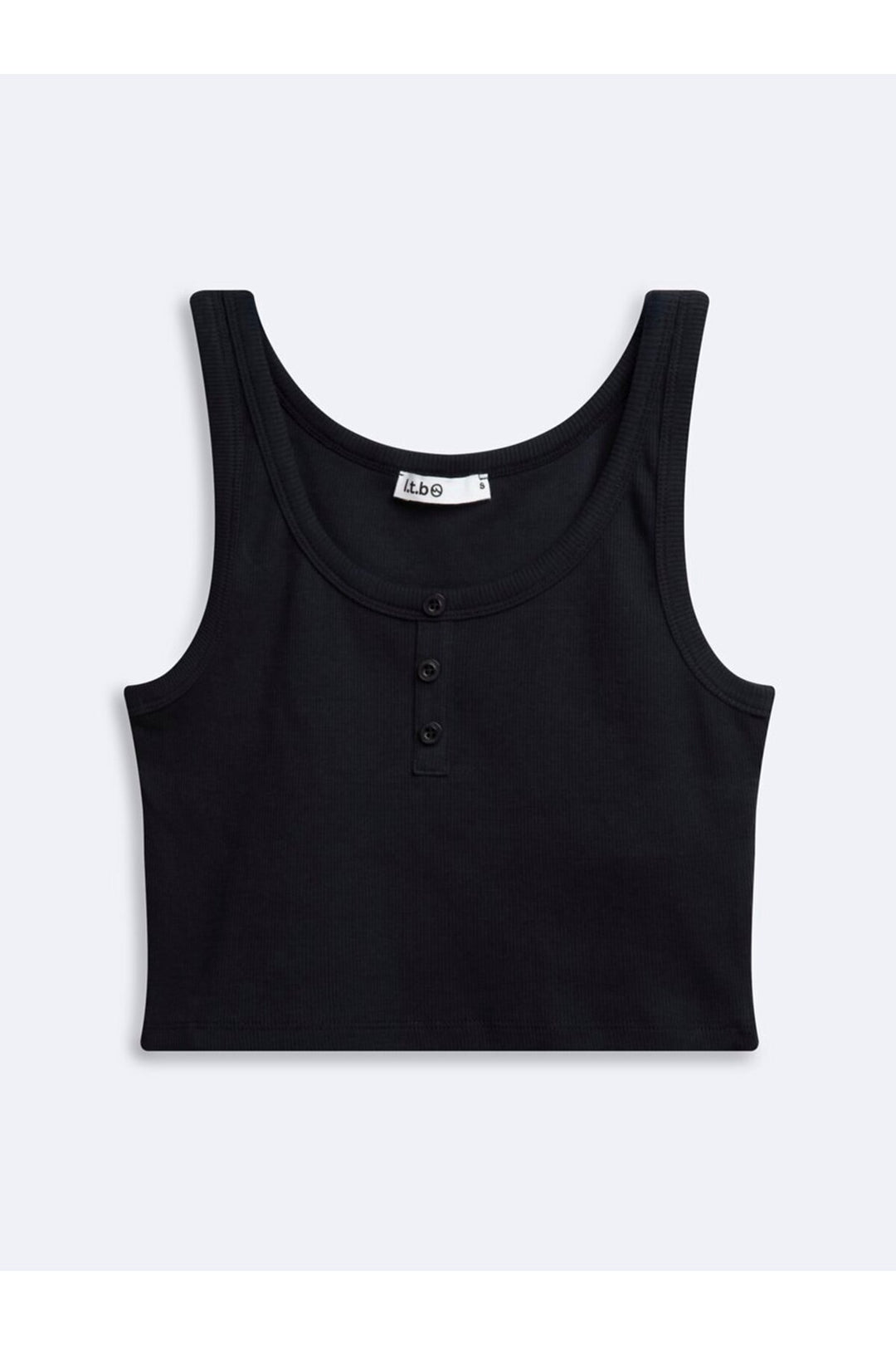LTB Débardeur crop côtelé bleu marine à boutons - Bleu marine
