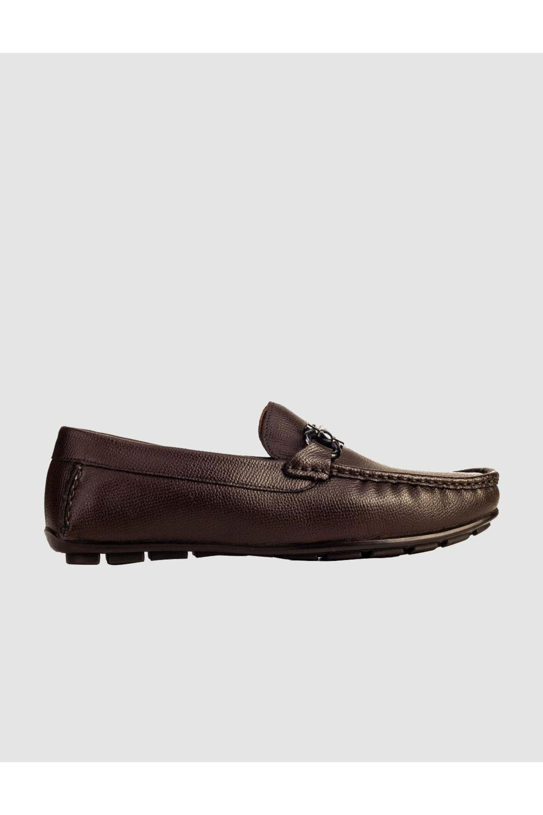 Cabani Shoes Loafer pour homme en cuir véritable marron avec boucle. - Marron