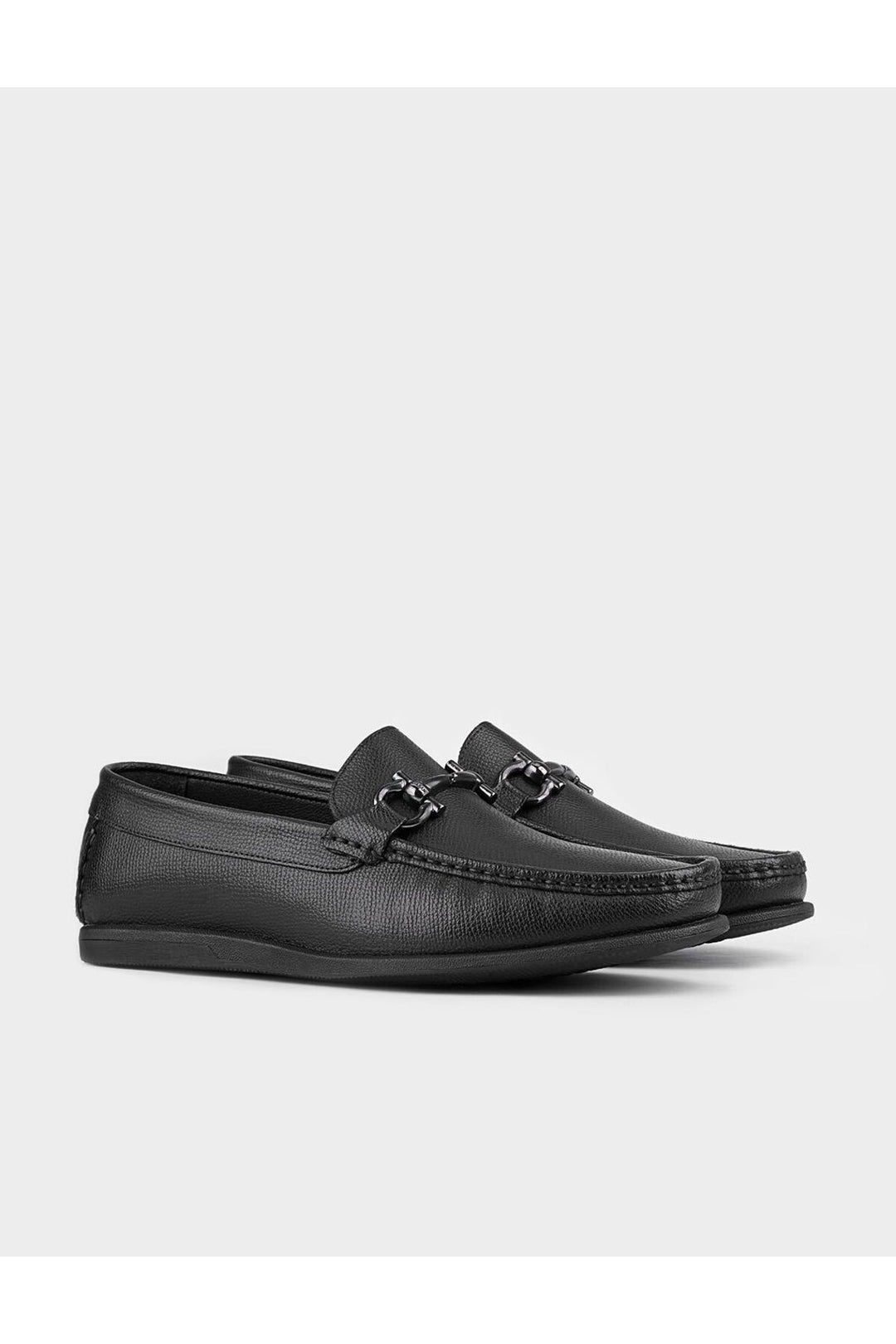 Cabani Shoes Chaussures de ville pour hommes en cuir véritable avec accessoire de boucle noire. - Noir