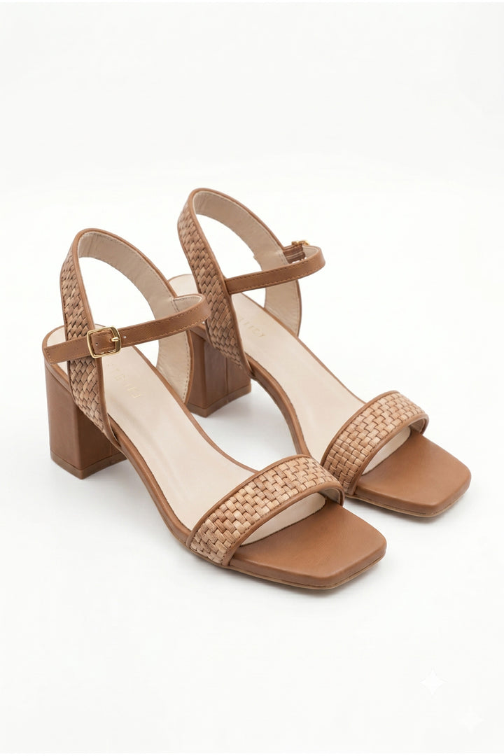 Wavelys DORA Sandale Femme avec Détails en Osier - Marron
