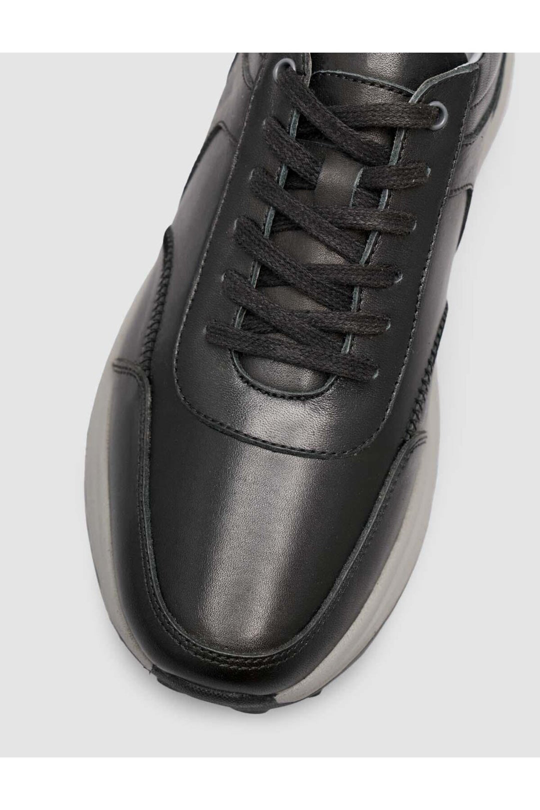 Cabani Shoes %100 Cuir véritable Baskets noires pour hommes à lacets - Noir