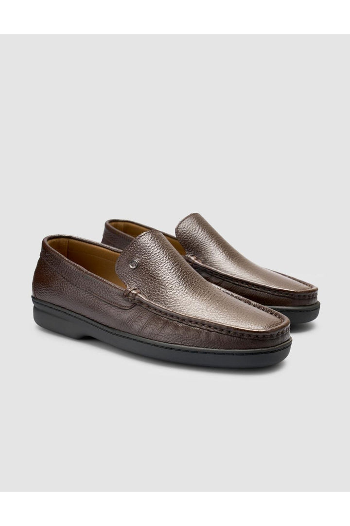 Cabani Shoes Chaussures Loafer en cuir véritable 100% marron foncé avec détails de couture - Marron foncé