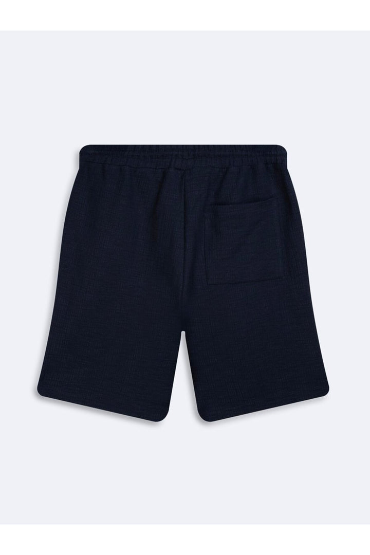 LTB Short en maille jacquard bleu marine avec logo. - Bleu marine
