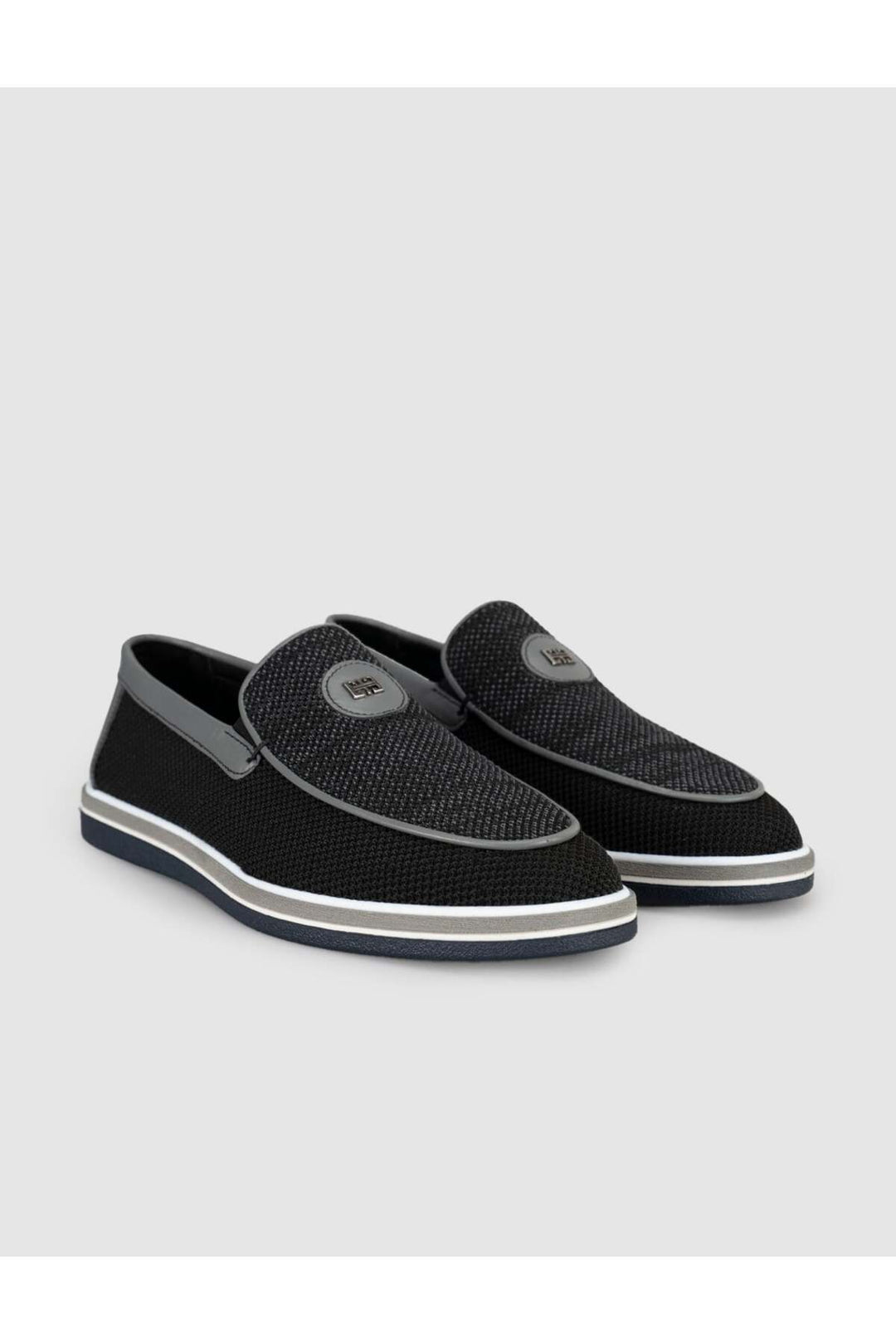Cabani Shoes Mocassins noirs pour hommes avec détails en tricot - Multicolore