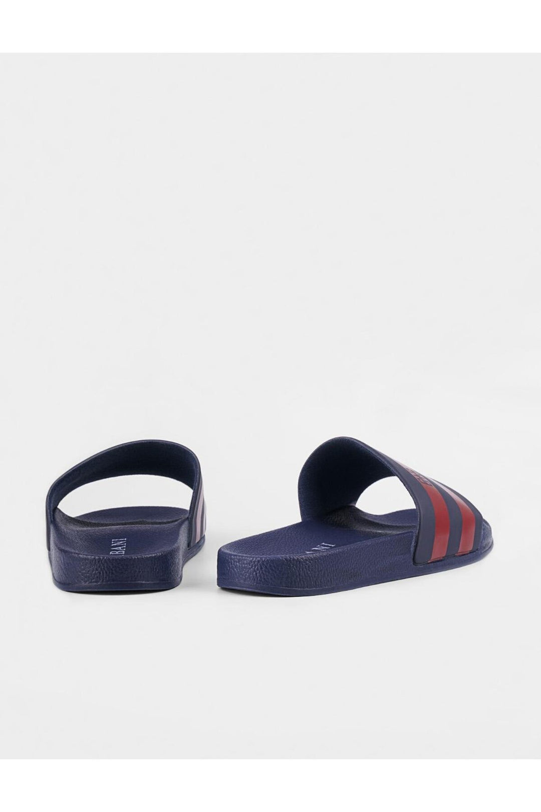 Cabani Shoes Tongs pour hommes bleu marine à rayures bordeaux. - Multicolore
