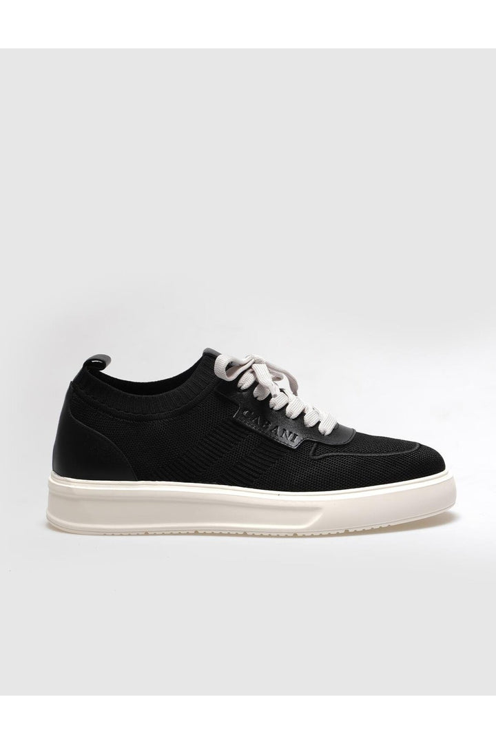 Cabani Shoes Chaussures de sport pour hommes en tricot noir avec lacets - Noir