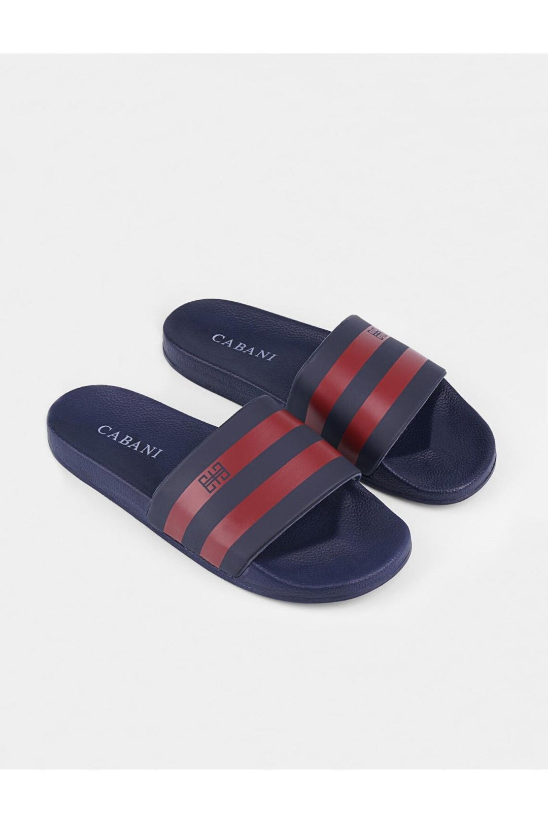 Cabani Shoes Tongs pour hommes bleu marine à rayures bordeaux. - Multicolore
