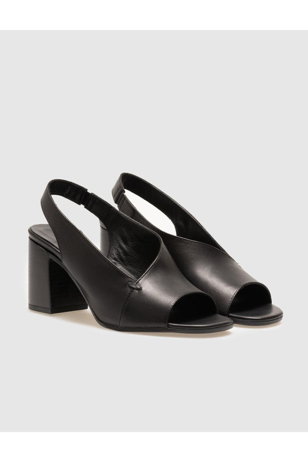 Cabani Shoes Chaussures à talons épais pour femmes en cuir véritable noires - Multicolore