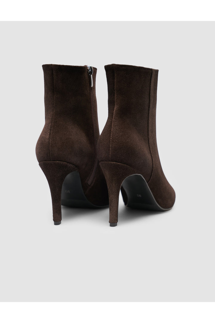 Cabani Shoes Bottines à talons en cuir suédé marron avec fermeture éclair pour femme - Multicolore