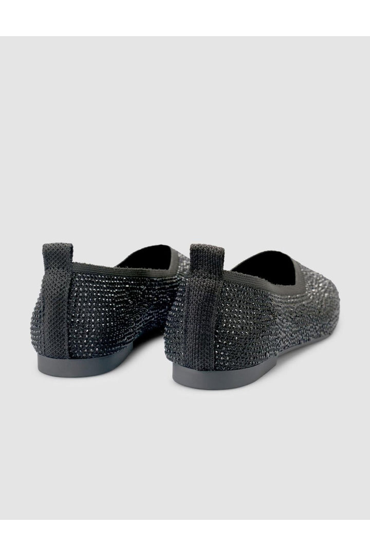Cabani Shoes Ballerines noires en tissu avec pierres Serario pour femmes - Noir