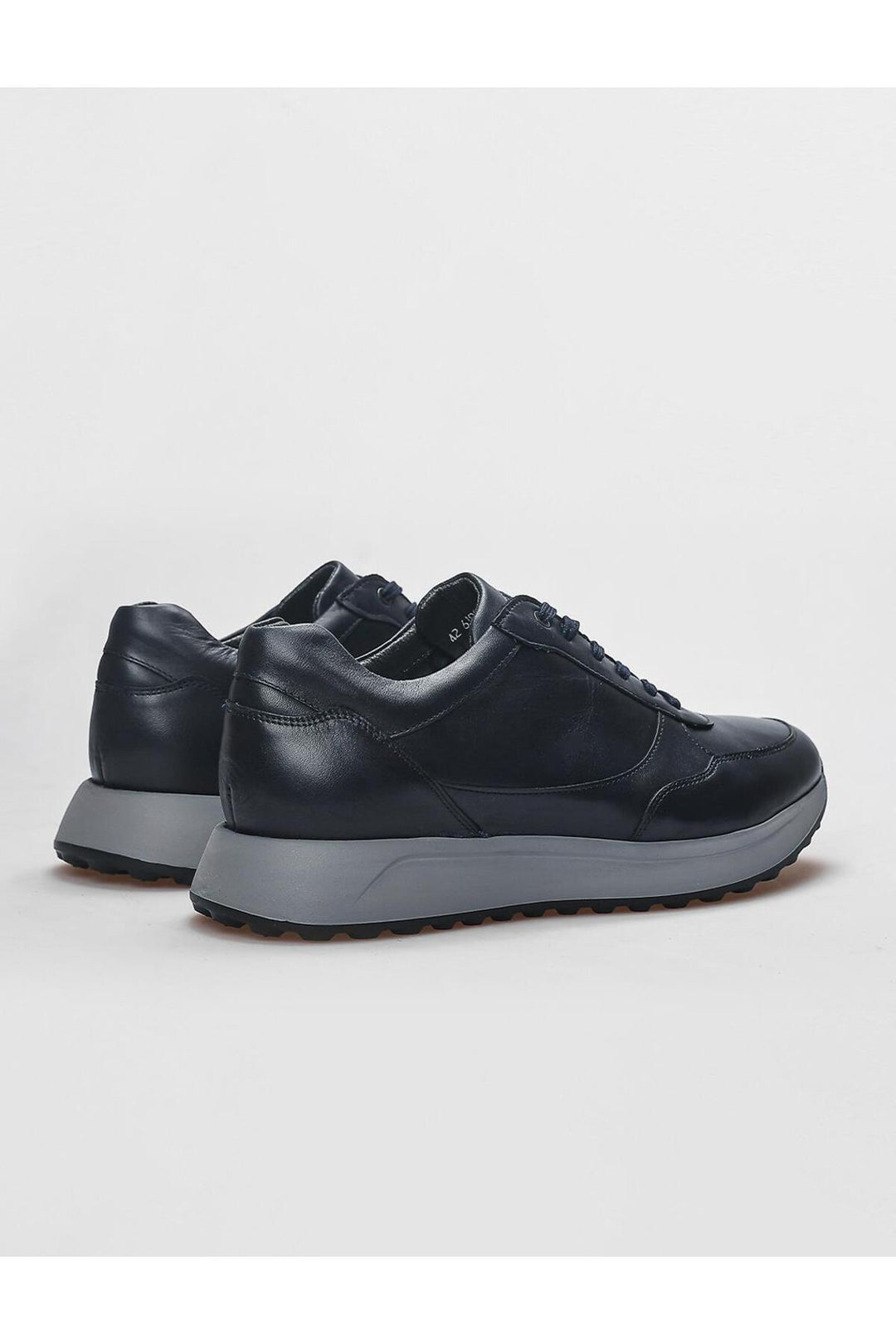 Cabani Shoes Chaussures de sport pour hommes en cuir véritable bleu marine à lacets - Bleu marine