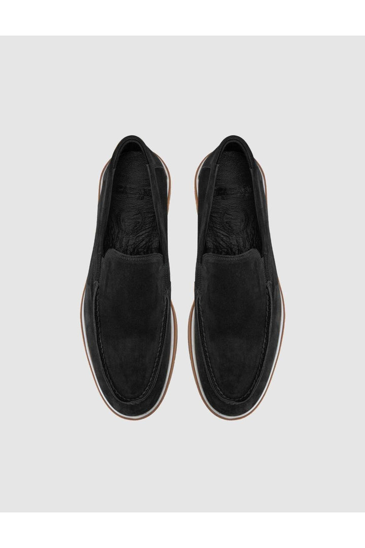 Cabani Shoes Chaussures Loafer pour hommes en cuir véritable suédé noir - Multicolore