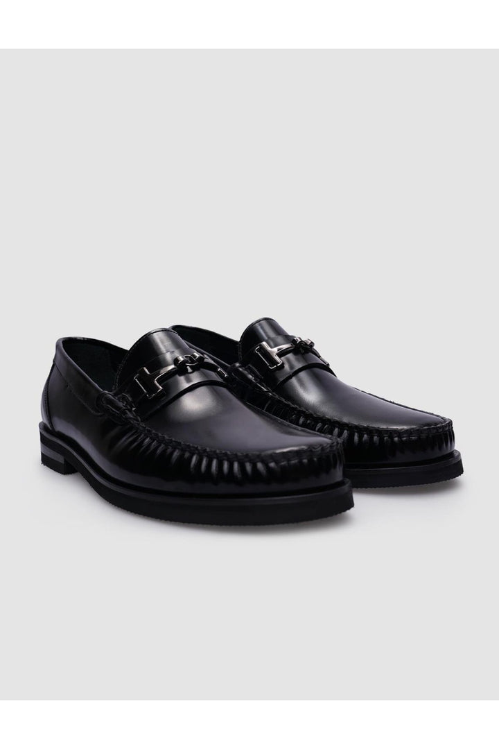 Cabani Shoes Chaussures classiques pour hommes en cuir véritable noir avec boucle à 100% - Multicolore