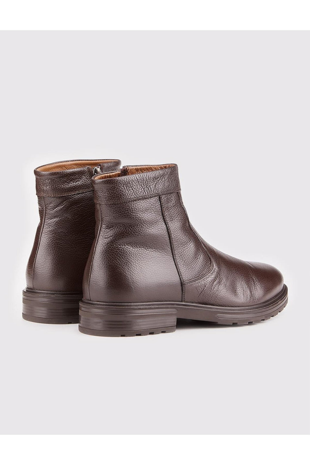 Cabani Shoes Bottines pour hommes en cuir véritable marron avec semelle en caoutchouc et fermeture éclair. - Multicolore