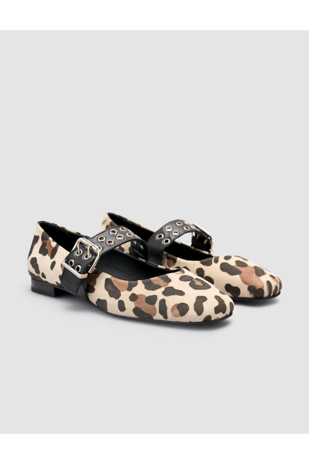 Cabani Shoes %100 Cuir véritable Ballerines léopard beige pour femmes - Beige