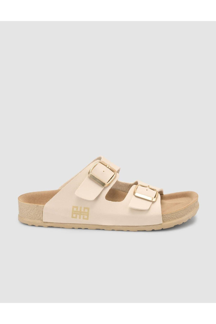 Cabani Shoes Sandales femmes beige avec détail de boucle - Multicolore