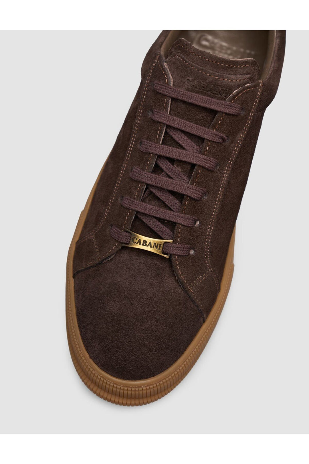 Cabani Shoes Baskets pour hommes en cuir suédé marron à lacets avec semelle tabac. - Marron