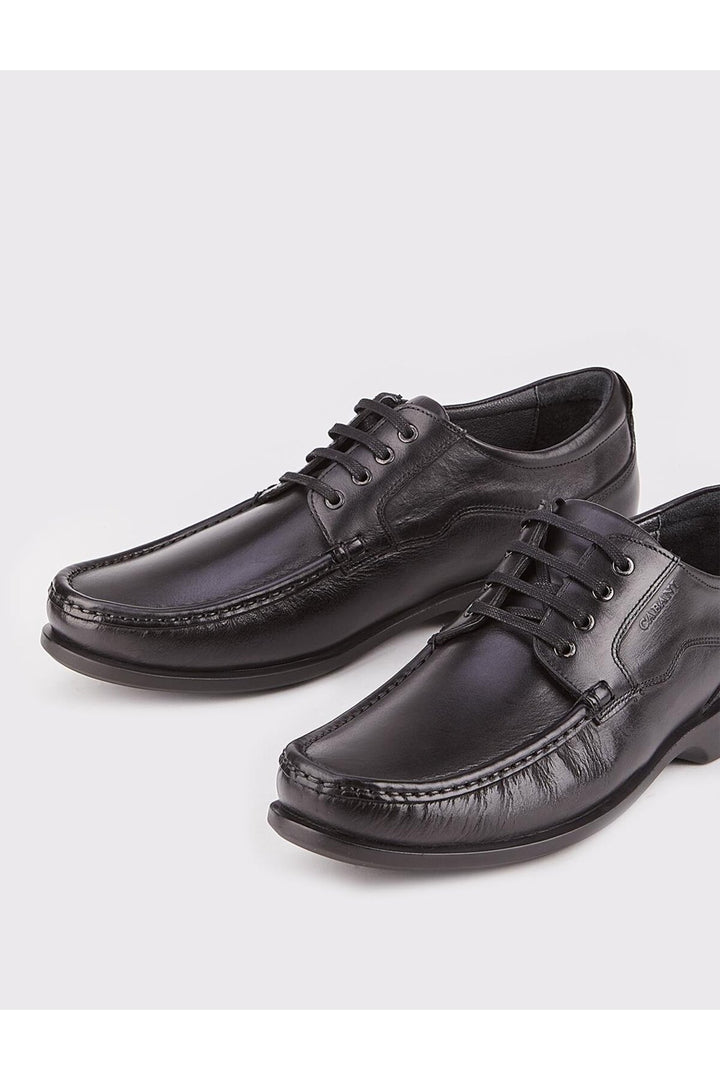 Cabani Shoes Chaussures de ville pour hommes en cuir véritable noires à lacets - Noir
