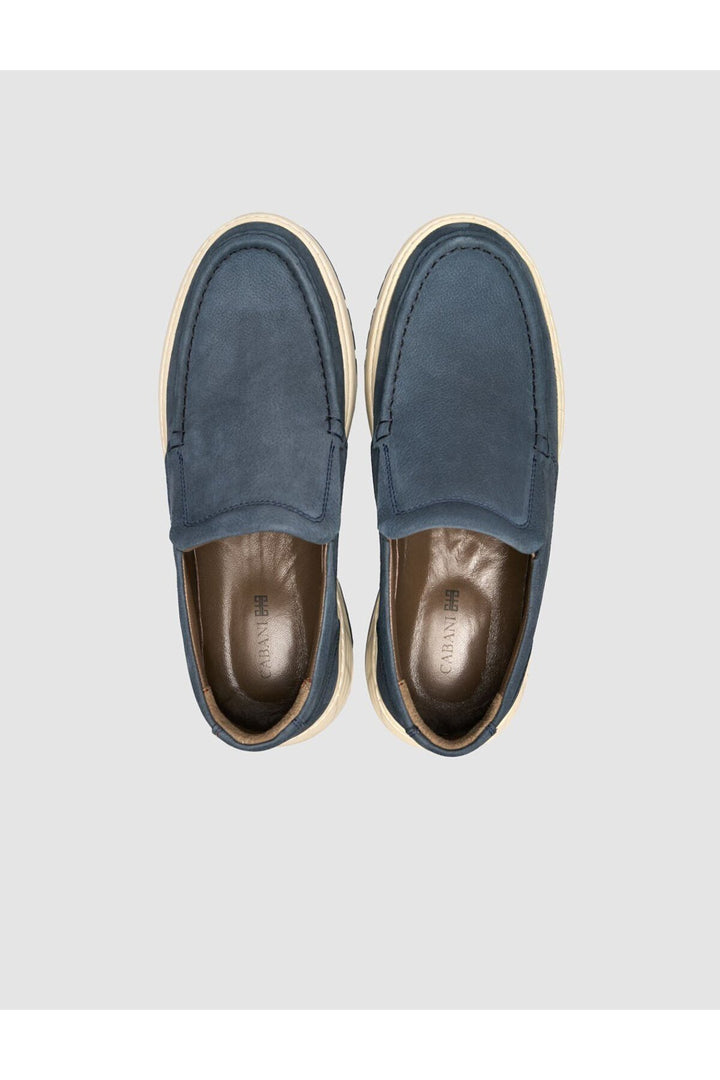Cabani Shoes Bleu marine Cuir Véritable Chaussures Loafer pour Homme - Bleu marine