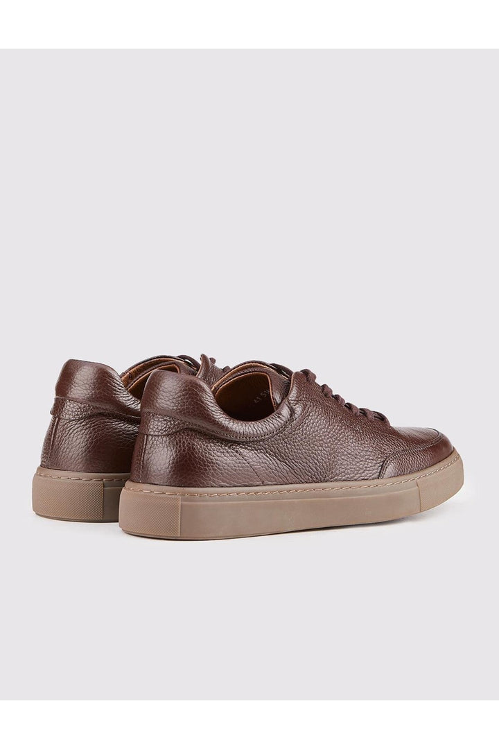 Cabani Shoes Chaussures de sport quotidiennes pour hommes en cuir véritable marron avec lacets et semelle en caoutchouc léger. - Marron