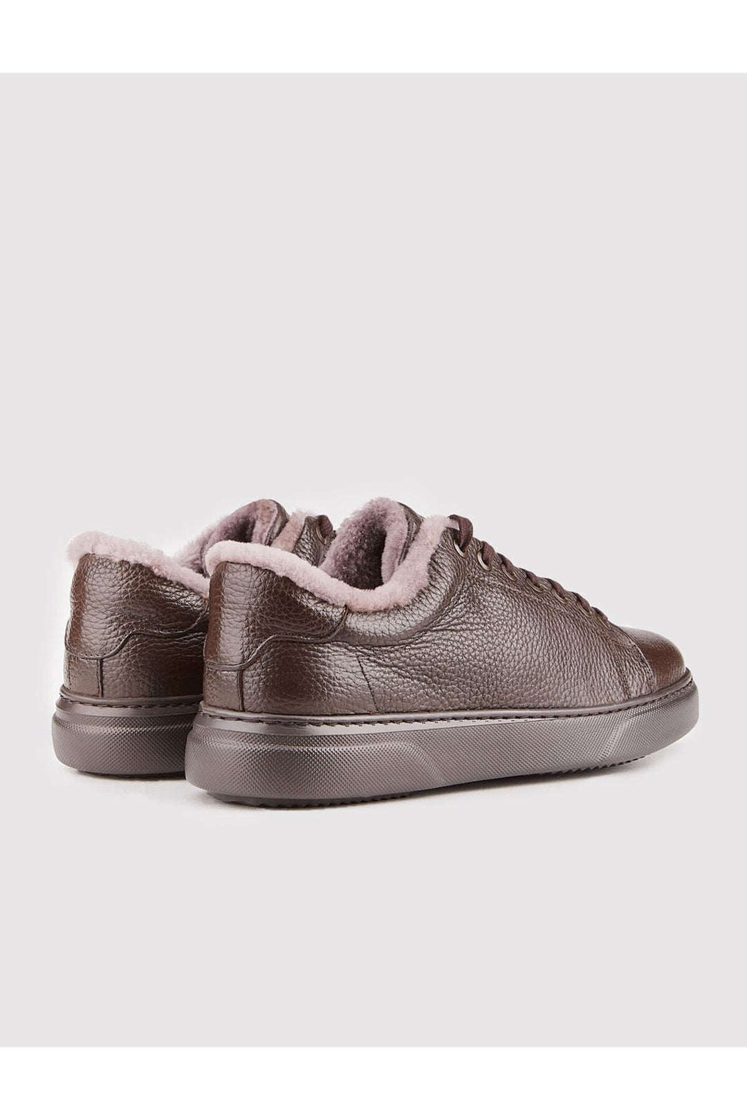Cabani Shoes Chaussures de sport pour hommes en cuir véritable marron avec lacets et fourrure. - Marron