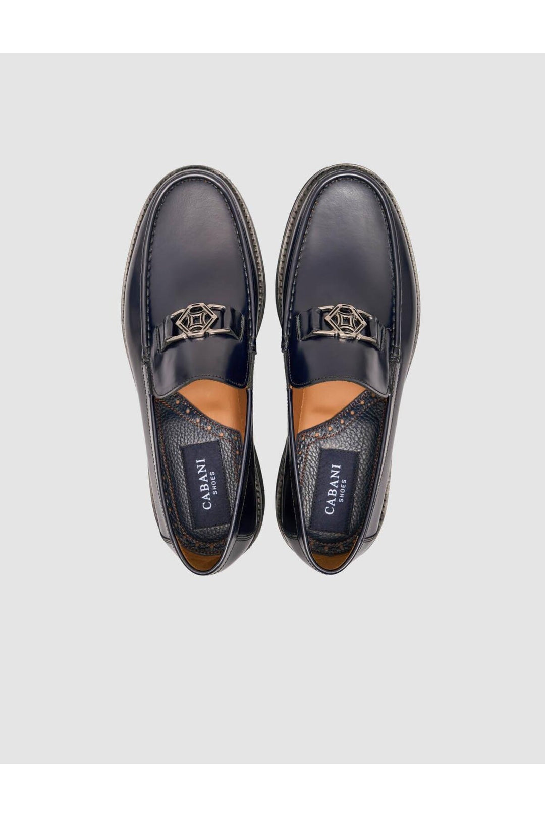 Cabani Shoes Mocassin pour homme en cuir véritable bleu marine à boucle en métal - Bleu marine