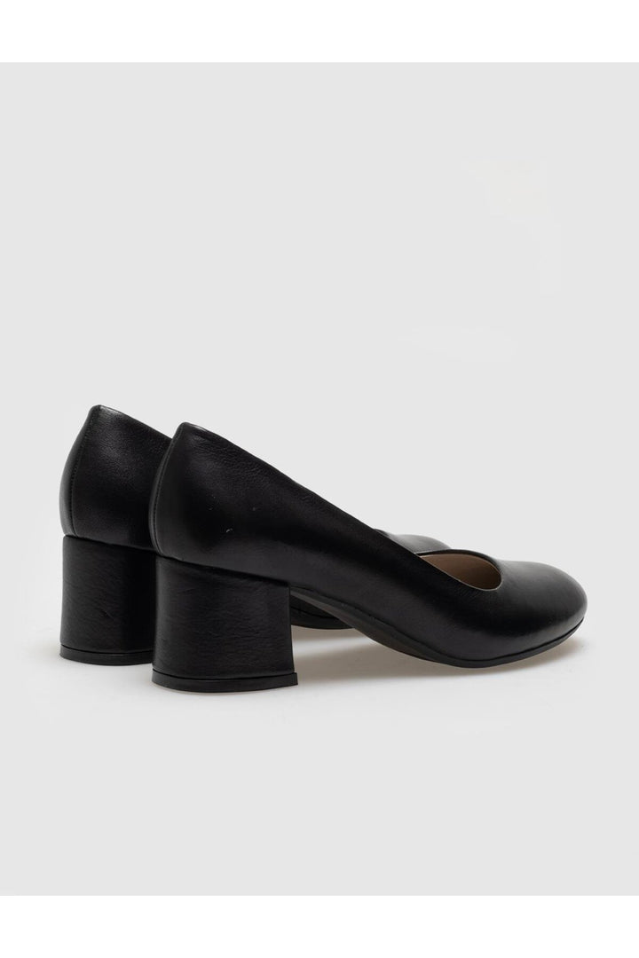 Cabani Shoes Chaussures à talons épais en cuir véritable marron pour femmes - Noir