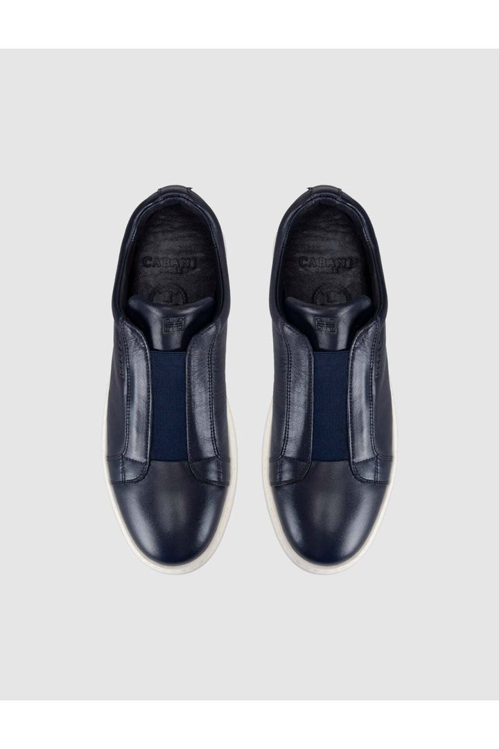Cabani Shoes Sneaker décontracté pour homme en cuir véritable - Bleu marine