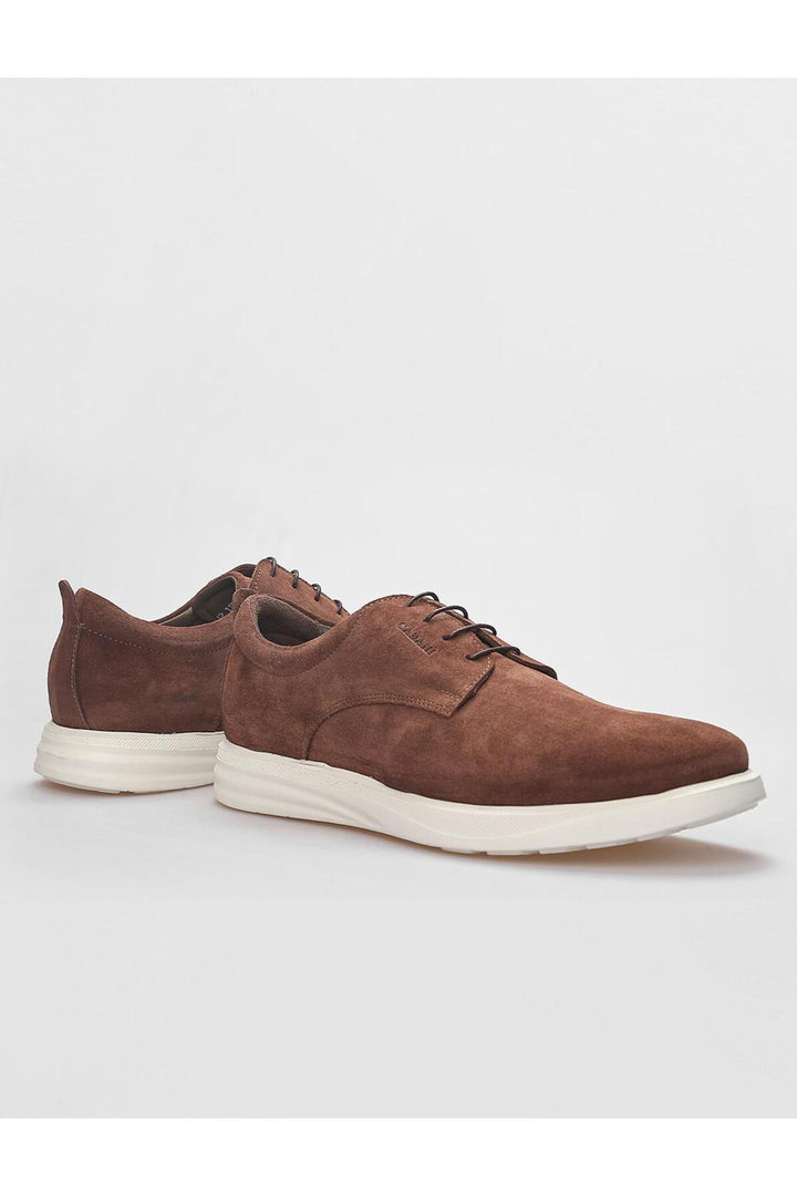 Cabani Shoes Chaussures de ville pour hommes en cuir véritable suédé marron clair à lacets - Noisette