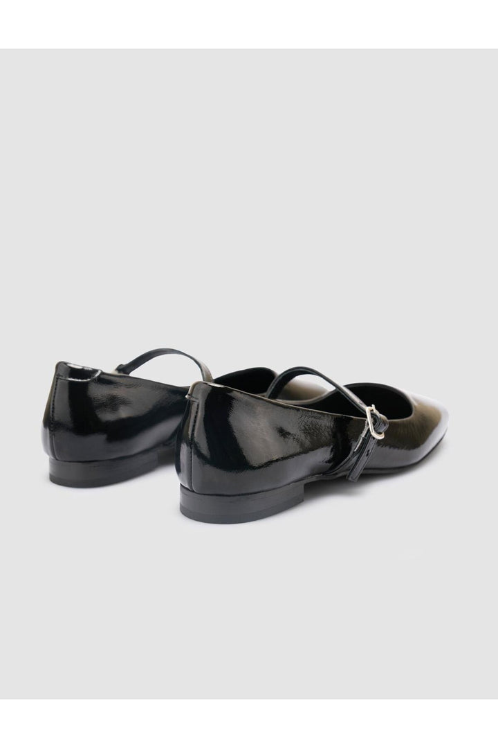 Cabani Shoes Ballerines femme en cuir véritable noir verni 100% - Noir