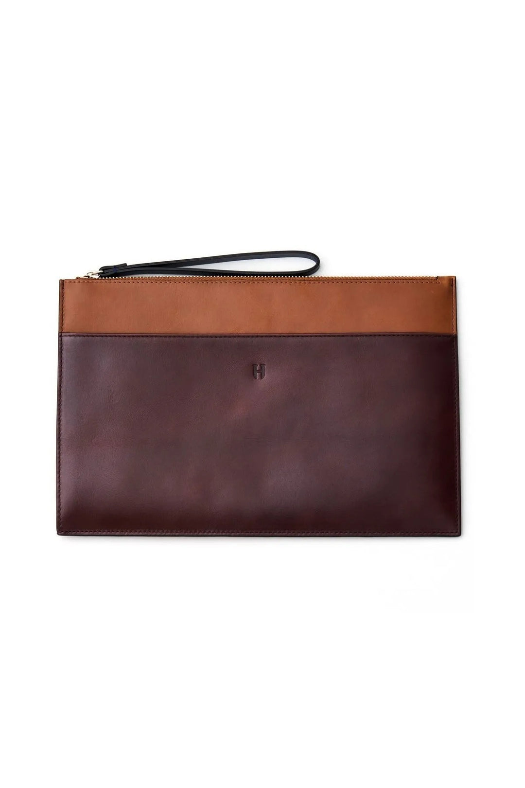 helmbrook Sac porte-documents en cuir véritable pour femme avec fermeture à glissière RFID Protégé Beverly Tan Coffee