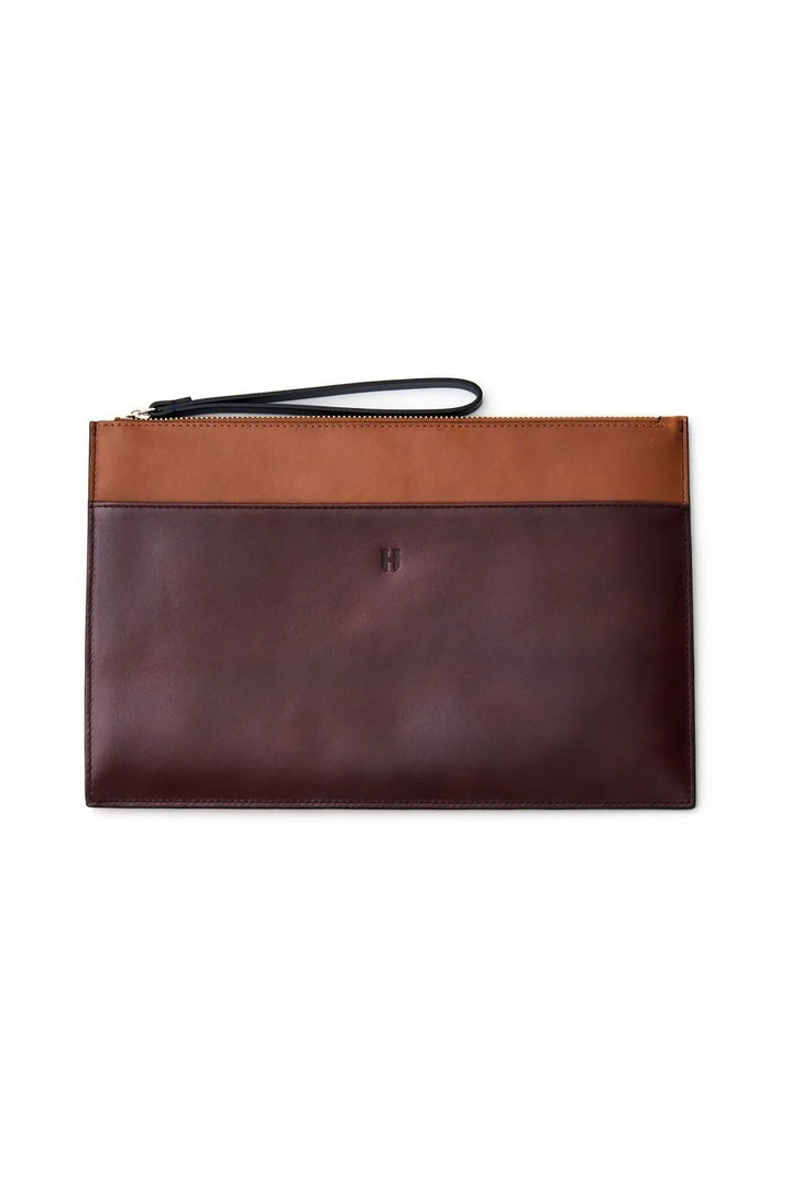 helmbrook Sac porte-documents en cuir véritable pour femme avec fermeture à glissière RFID Protégé Beverly Tan Coffee