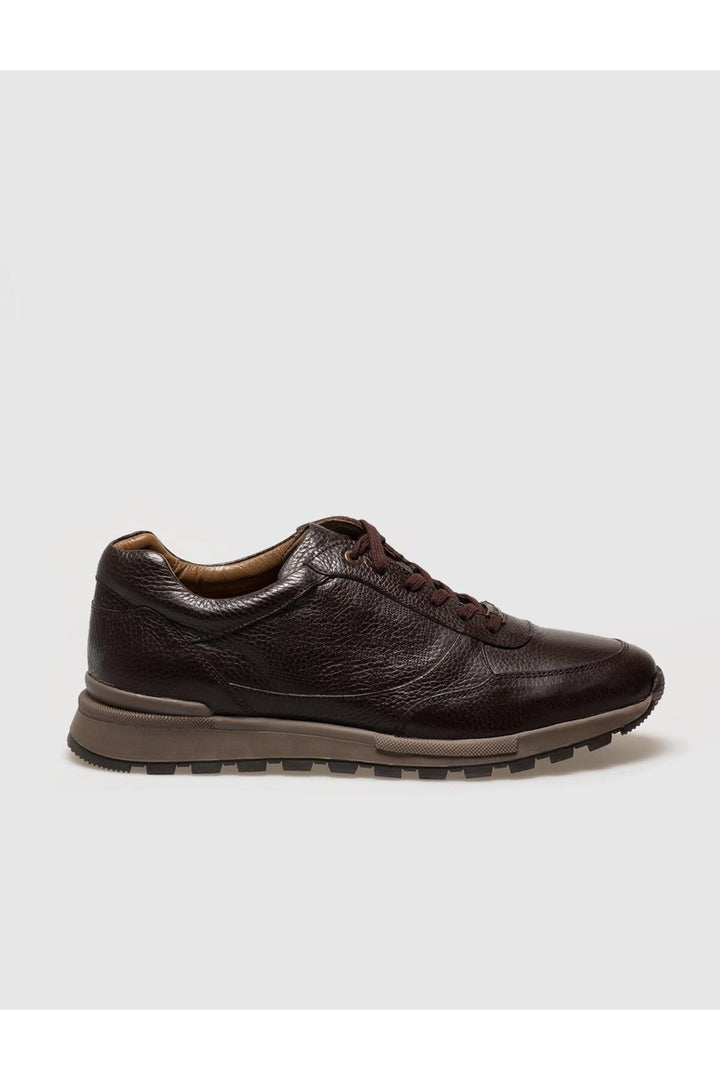 Cabani Shoes Chaussures de sport pour hommes en cuir véritable marron à lacets - Marron