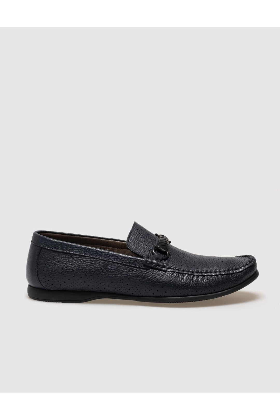 Cabani Shoes Mocassin pour homme en cuir véritable bleu marine avec boucle. - Bleu marine