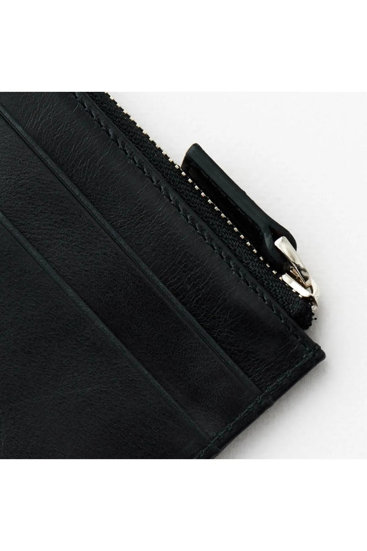helmbrook Porte-cartes zippé en cuir véritable pour homme avec protection RFID Seward Black