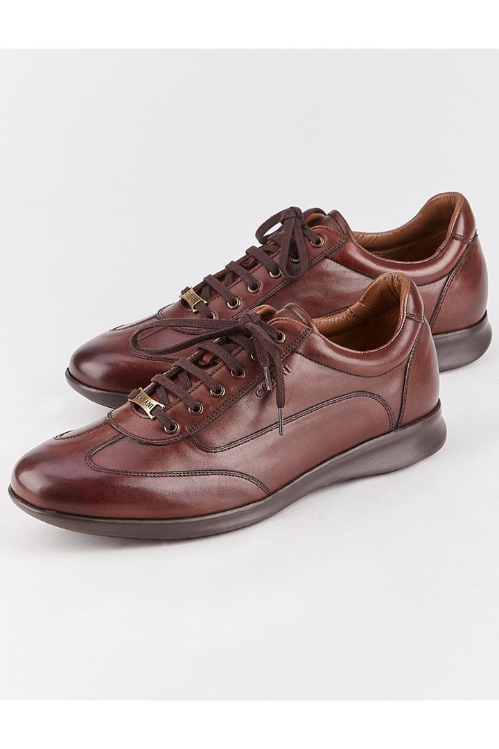 Cabani Shoes Chaussures de ville pour hommes en cuir véritable, marron, à lacets, avec semelle en caoutchouc. - Marron