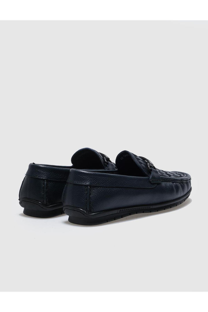 Cabani Shoes Mocassins pour hommes en cuir véritable bleu marine avec fourrure. - Bleu marine