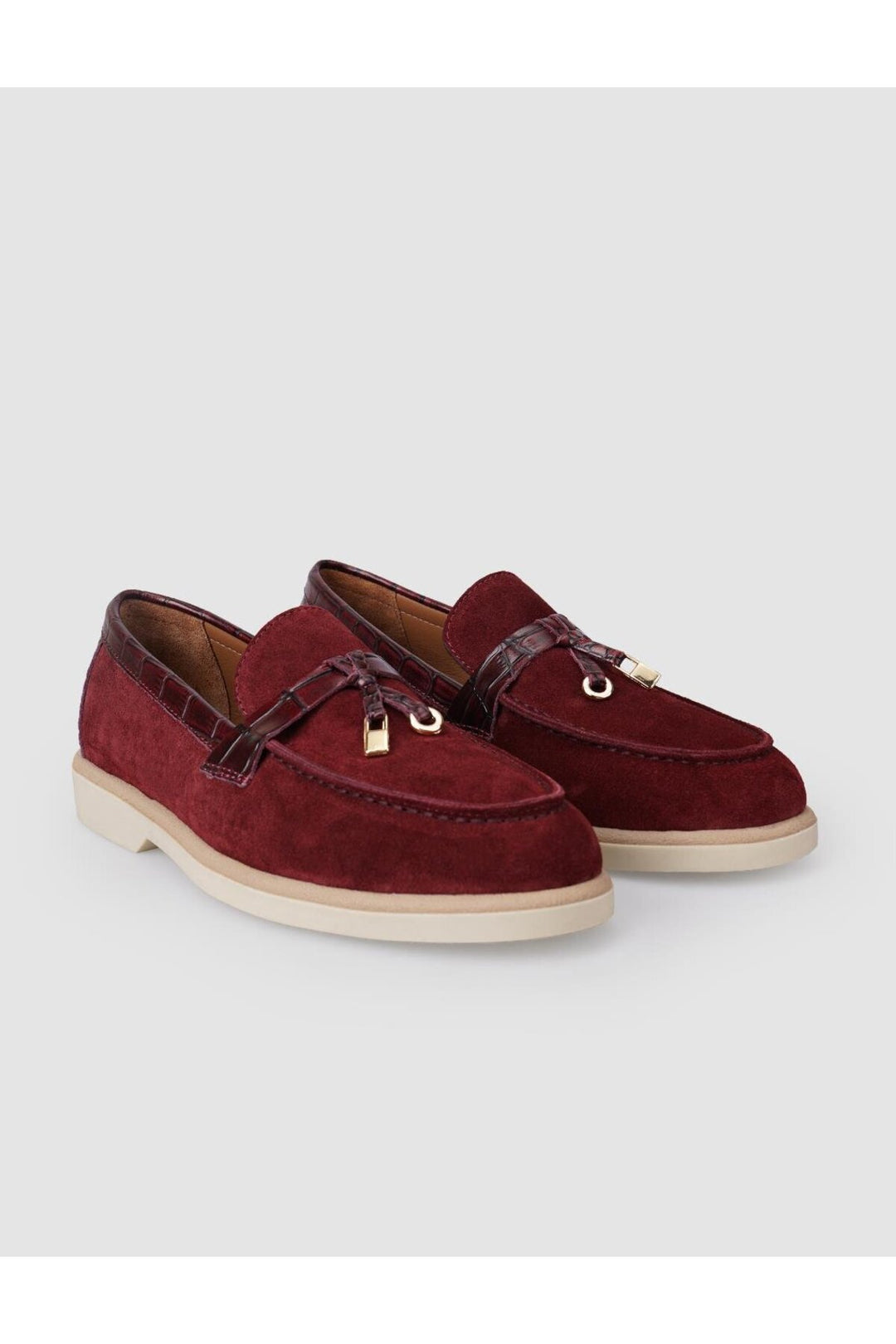 Cabani Shoes %100 Cuir véritable Mocassins en suède Bordeaux pour femmes - Bordeaux