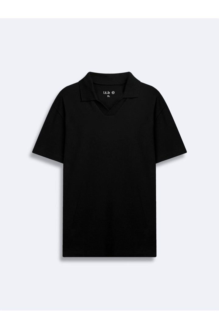 LTB T-shirt Polo à Col V Noir - Noir