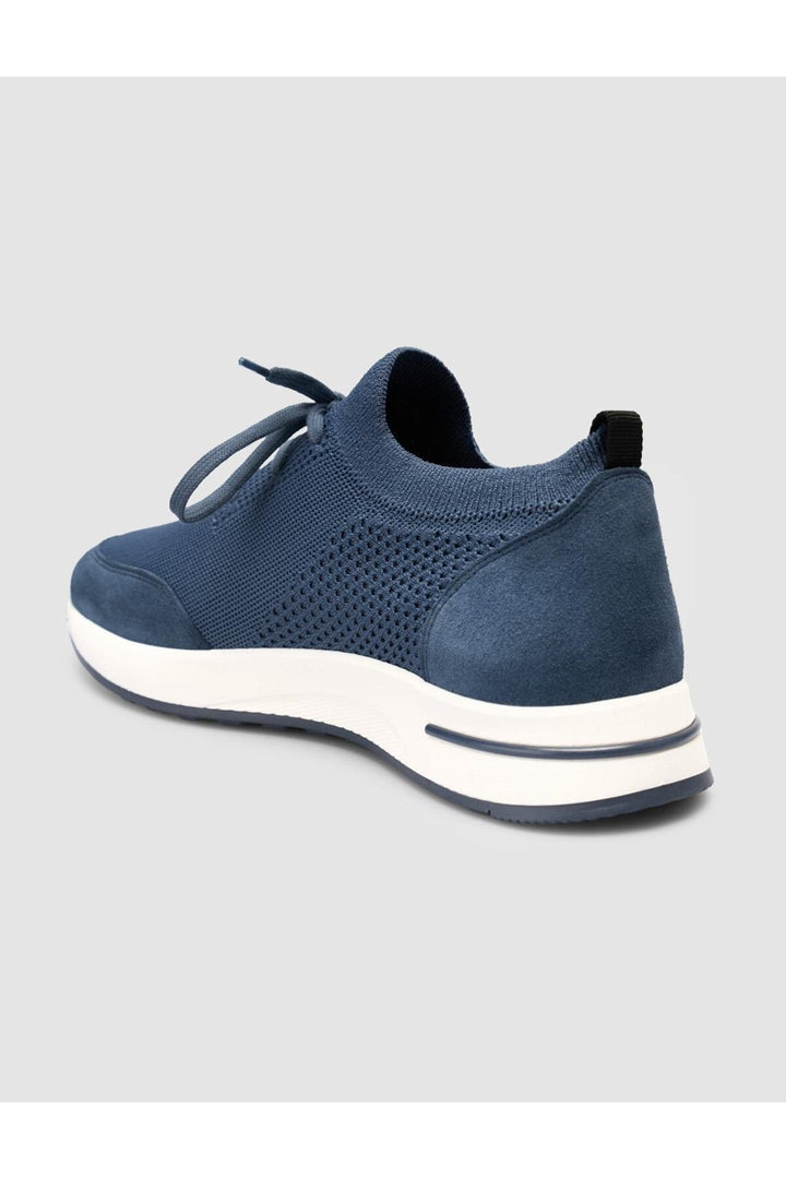 Cabani Shoes Chaussures de sport pour hommes en tricot bleu avec lacets - Bleu