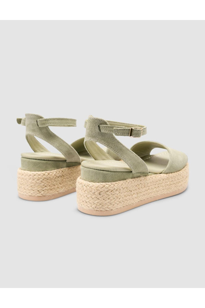 Cabani Shoes %100 Cuir véritable Sandales en suède vertes pour femmes - Vert